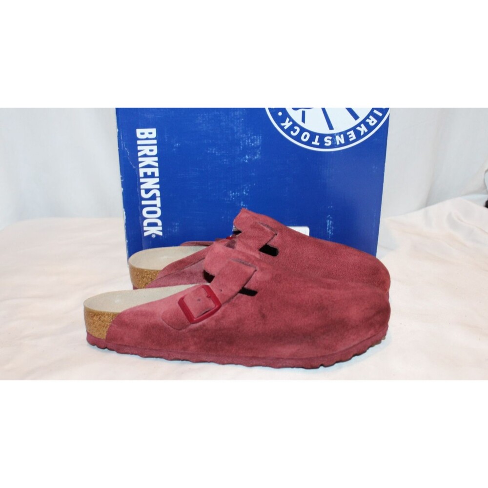 Birkenstock Men's Boston Suede Mule Clog Suede Sandals EU 44 US 11 Reg Maroon